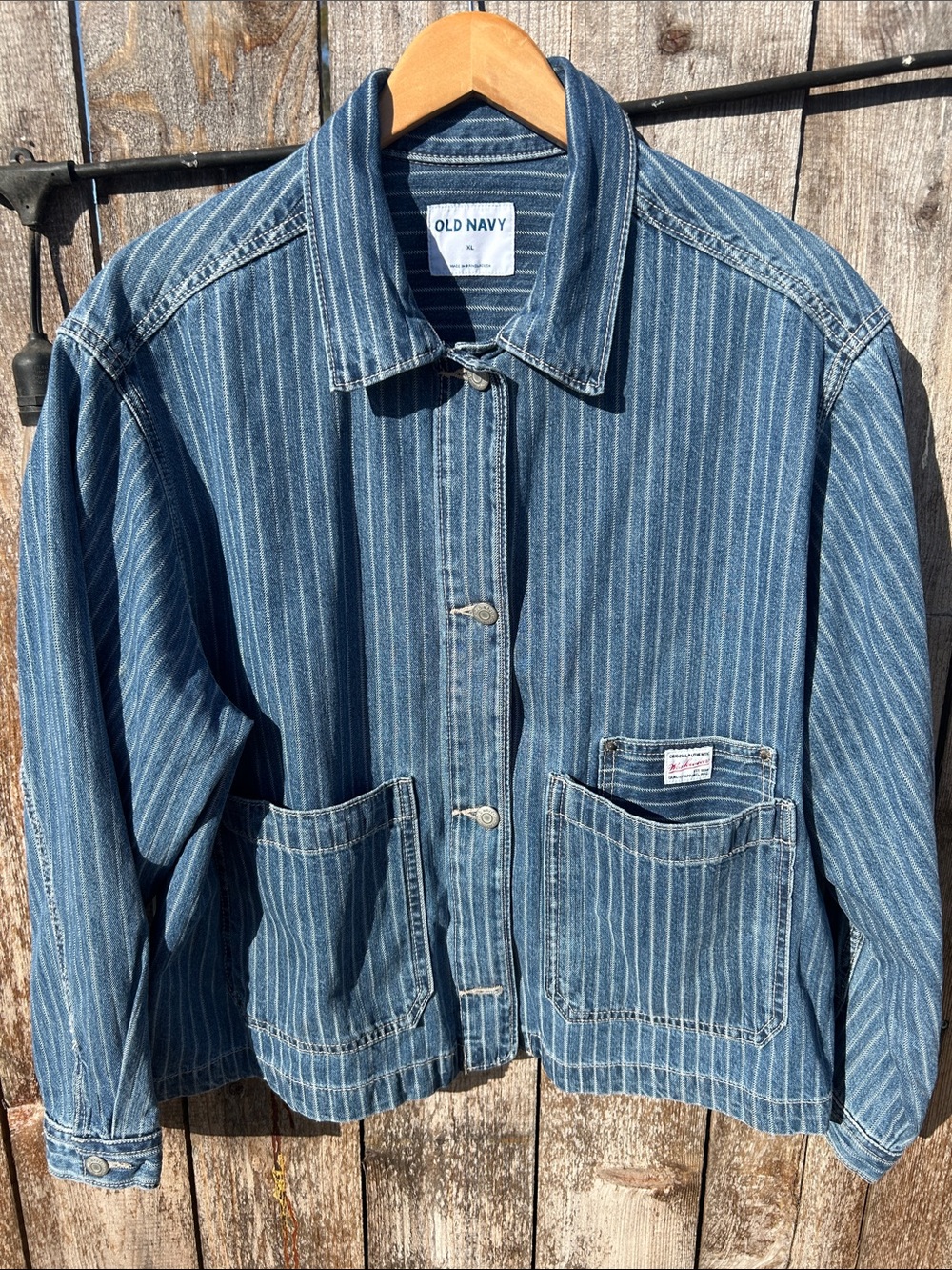 Old Navy Blue Pinstripe Denim Jacket